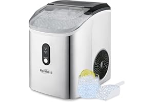 HUMHOLD Nugget Ice Maker Countertop, 33Lbs Chewable Pebble Ice Per Day, Auto Self Cleaning, Crunchy Pellet Ice Cubes Maker Machine, Portable Compact Design for RV/Home/Kitchen/Office