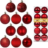 Rose Red 2.5" Christmas Balls Christmas Tree Decoration Ornaments Shatterproof Hanging Balls for Birthday Halloween Holiday Wedding Decorations Set of 10pcs