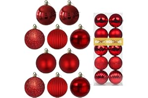 GAMEXCEL Rose Red 3.2" Large Christmas Balls - Christmas Tree Decoration Ornaments Shatterproof Hanging Balls for Birthday Halloween Holiday Wedding Decorations Set of 10pcs