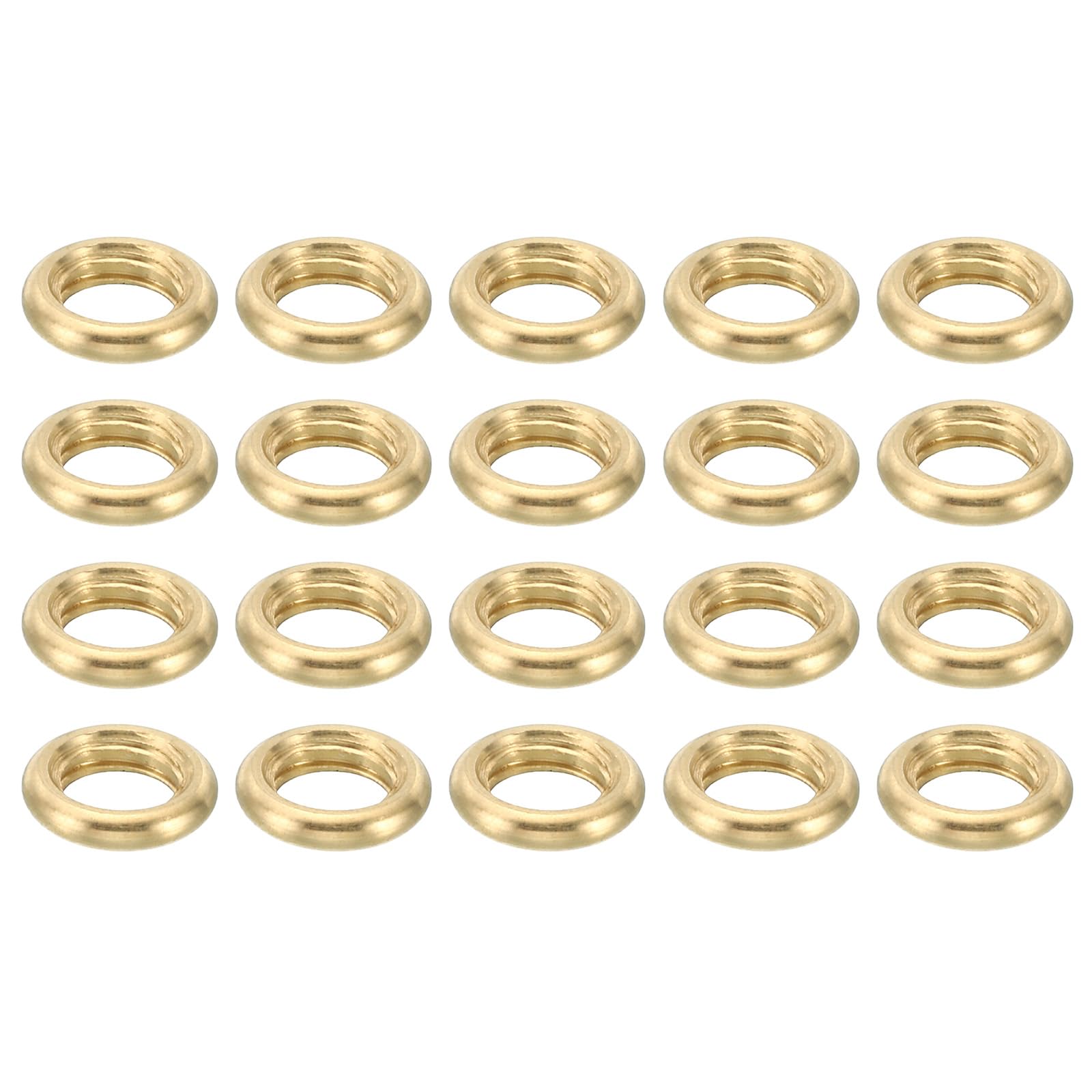 PATIKIL M6x1 Brass Round Locknut, 20 Pack Flat Wheel Ring Lock Nut Smooth Surface Decoration for Furniture and Light