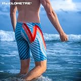 MY KILOMETRE Jammer Swimsuit Mens Solid Blue Endurance Training Long Jammer view 7