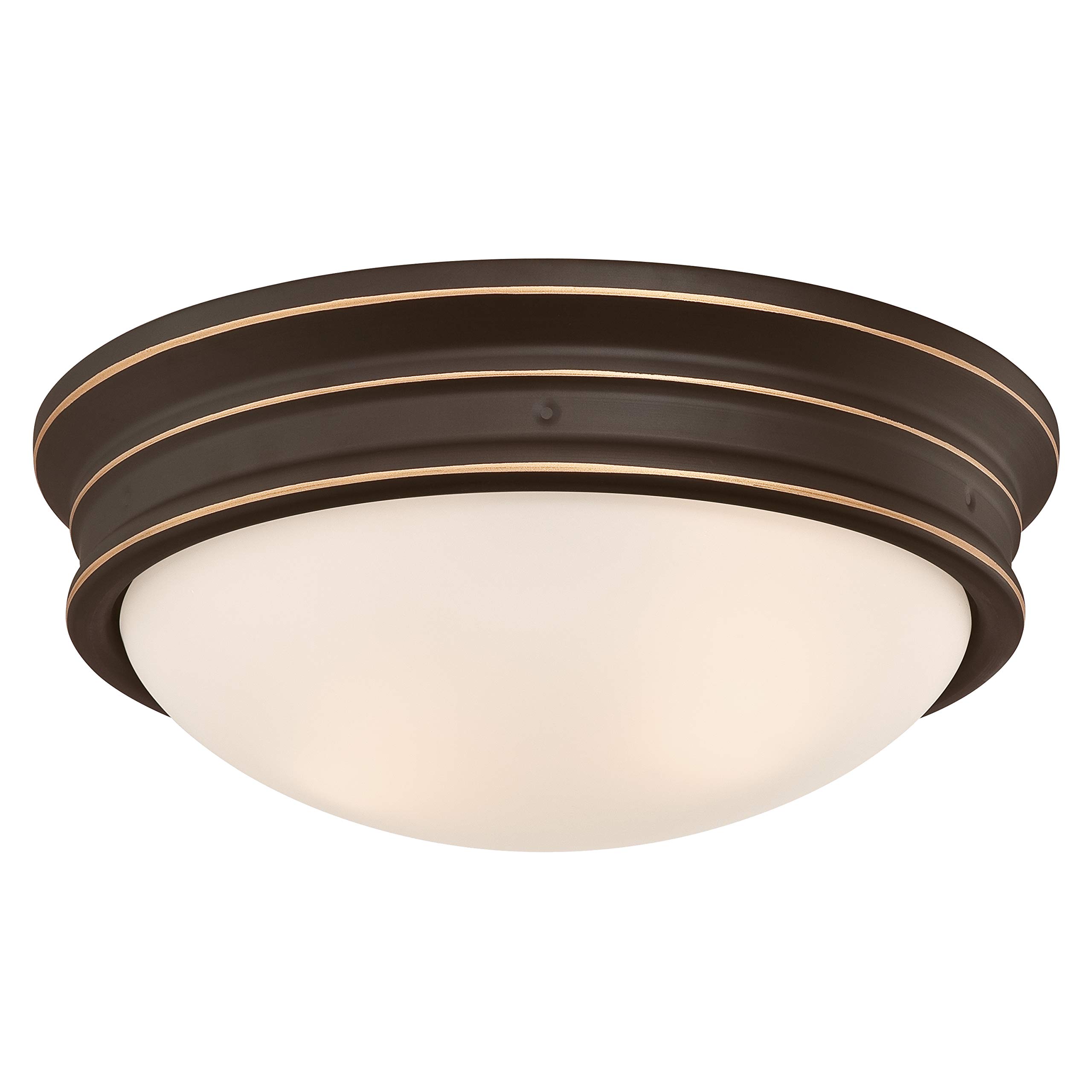 Westinghouse Lighting 63706 Sophia 33 cm, Two-Light Indoor Flush Mount Ceiling Fixture, Oil Rubbed Bronze Finish with Highlights and Frosted Glass