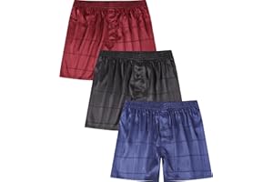 Jveyvth Men's Satin Boxers Pack Silky Boxer Shorts for Men, Silk Feeling Men's Underwear with Button Fly Pajamas Sleep Shorts