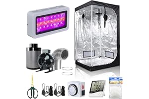 BloomGrow 36''x20''x63'' Grow Tent + 4'' Inline Fan Filter Duct Combo + 300W LED Light + Hangers + Hygrometer + Shears + 24 Hour Timer + Trellis Netting Indoor Grow Tent Complete Kit