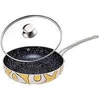 Kitchenly Happy Frying Pan & Lid - Nonstick Pan, Deep Nonstick Frying Pan Stone Cookware - Oven, Electric, Gas, and…