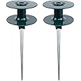 Twinkle Star 10 Inch Garden Hose Guide Spike, Rust Free Zink Sturdy Metal Stake, Heavy Duty Dark Green Spin Top, Keeps Garden Hose Out of Flower beds, for Plant Protection, 2 Pack