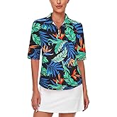 Misyula Womens Golf Shirt Quick Dry Half Sleeve Quarter Zip Polo Workout Tops Tennis Shirts M-3XL