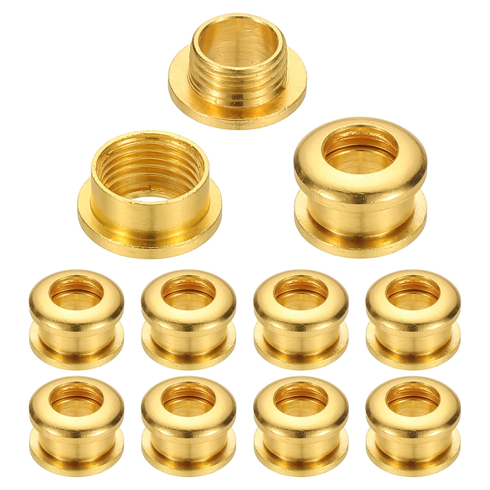 PATIKIL 5mm(1/5 inch) Solid Brass Hole Eyelets, 10 Pcs Arc Surface Self Backing Grommets with Washer for Shoes Clothes Crafts Bag Leather Craft, Gold Tone — image 1