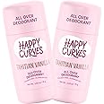 HAPPY CURVES All Over Whole Body Deodorant for Women - Aluminum-Free - Invisibile All Day Layer of Odor Control Only, for Sensitive Skin & Private Parts (Pack of 2, Tahitian Vanilla)