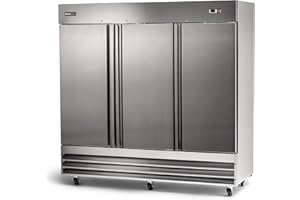 PEAKCOLD Three Door Reach In Commercial Refrigerator - Stainless Steel; 72 Cubic Ft, 81" W