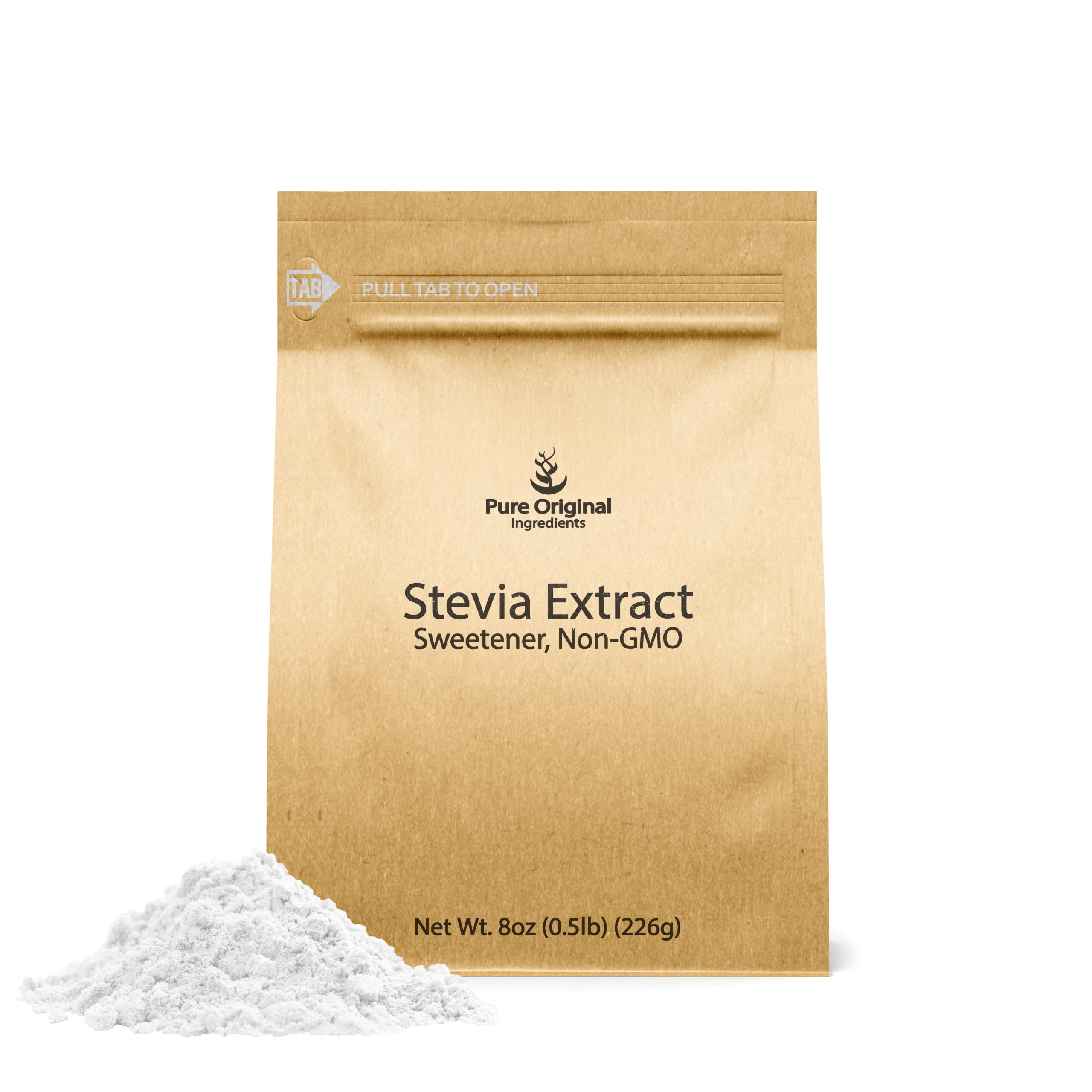 PURE ORIGINAL INGREDIENTS Stevia Extract 8oz, Zero Calorie Sweetener, Much Sweeter than Sugar