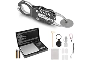 Coin Ping Testing Parts kit, Gold & Silver Pocket Pinger Coin Tester, High Precision Pocket Gram Scale with Hammer and Magnif
