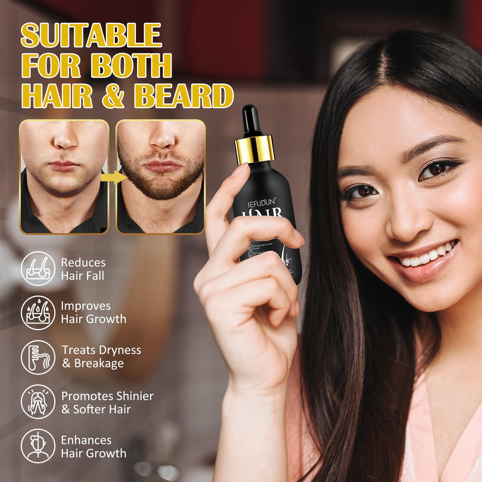 5% Minoxidil for Men and Women with Derma Roller, Hair Growth Serum & Beard Growth Kit, Minoxidil Biotin Hair Regrowth Treatment for Thicker, Fuller Hair - Stop Scalp Hair Loss & Thinning - 2.02 oz