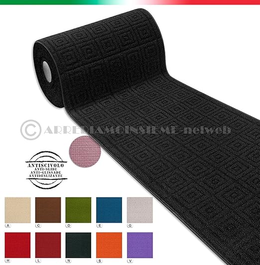 title=Tappeto corsia cucina SU MISURA AL METRO h57 cm tessitura 3D bordato tinta unita