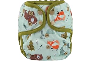 Sigzagor Baby Diaper Cover Nappy One Size 10lbs to 36lbs for Boys (Bear Fox Teepee)