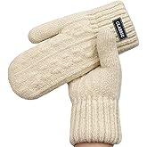 Beurlike Winter Mittens Gloves for Women Warm Fleece Lining Knit Thick Gloves for Cold Weather