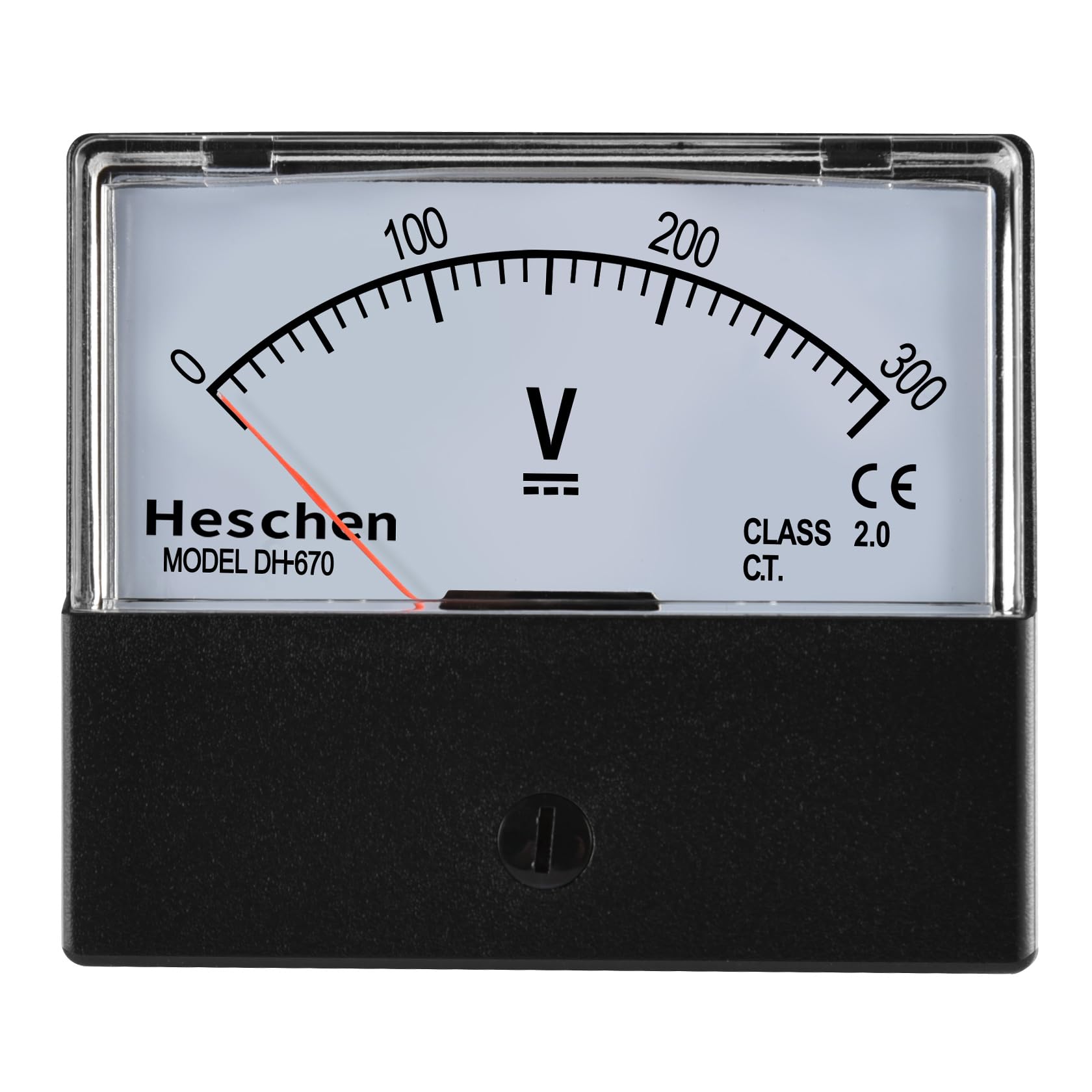 Heschen Rectangular Voltmeter Analog Panel Volt Voltage Meter 670 style DC 0-300V Class 2.0