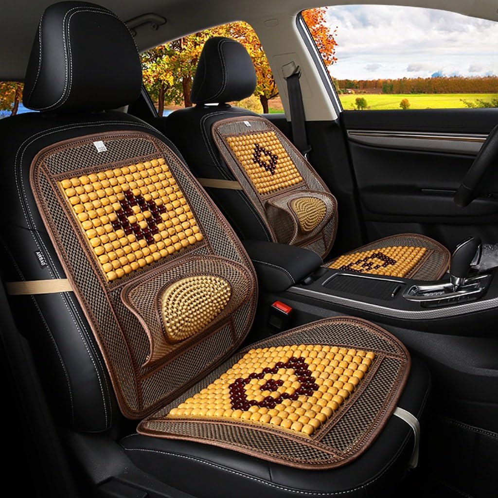Summer Car Cushion Wooden Bead Car Seat Cover Breathable Massage Cool Cushion 2 Seats (2 Colors Available) ( Color : B )