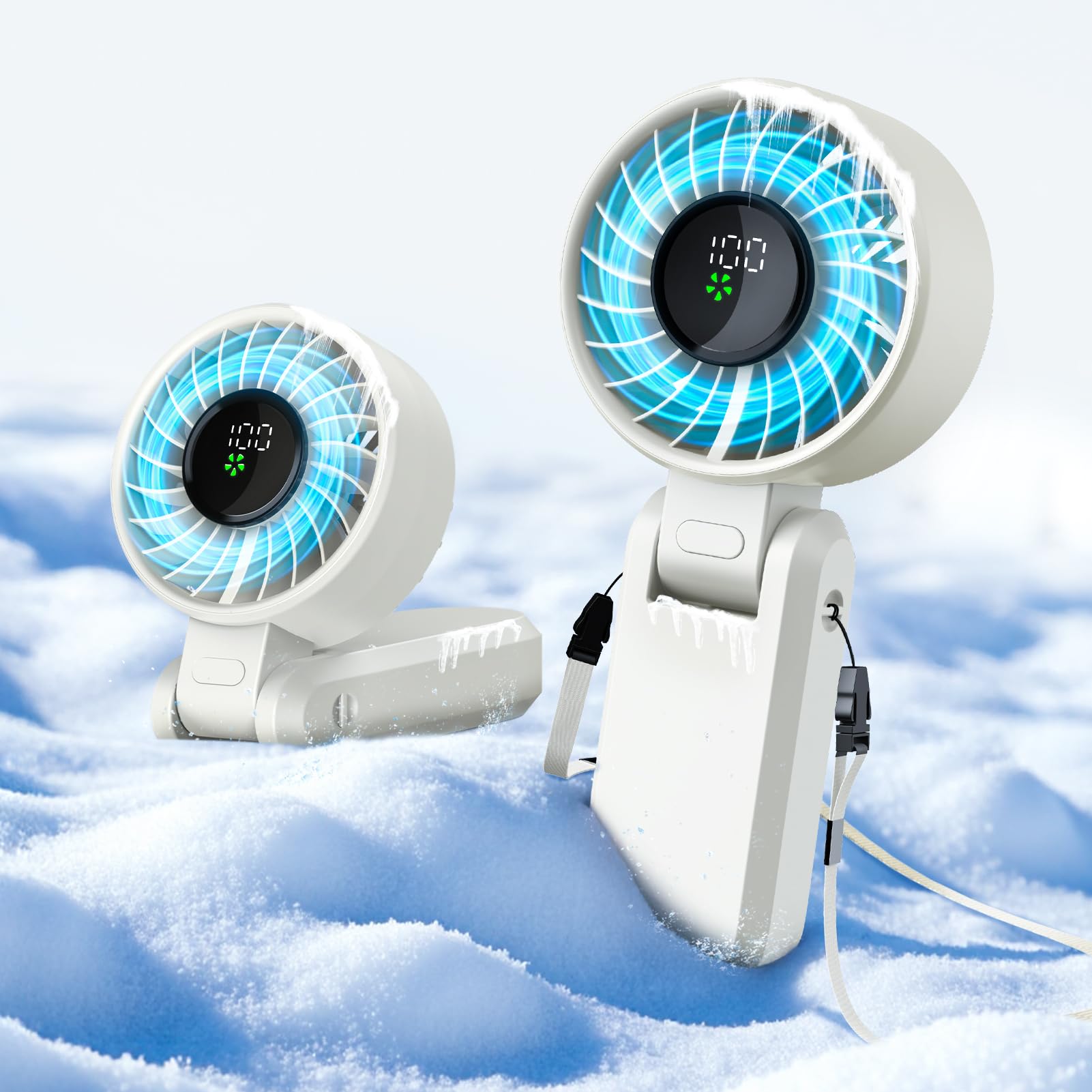 Photo 1 of ?5200mAh?Portable Handheld Turbo Fans for Travel, High-Speed Motor, Rechargeable Hand Held Fan, 5 Speed,180°Foldable, Small Personal Fan,4-IN-1 Hand/Desk/Waist/Neck Fans,Summer Beach Travel Essentials