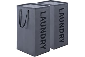 Gosipeya 2-Pack Laundry Baskets Clothes Hamper 80L，Large Basket Organizer with Extended Handles， Tall Laundry Hamper, Collaps