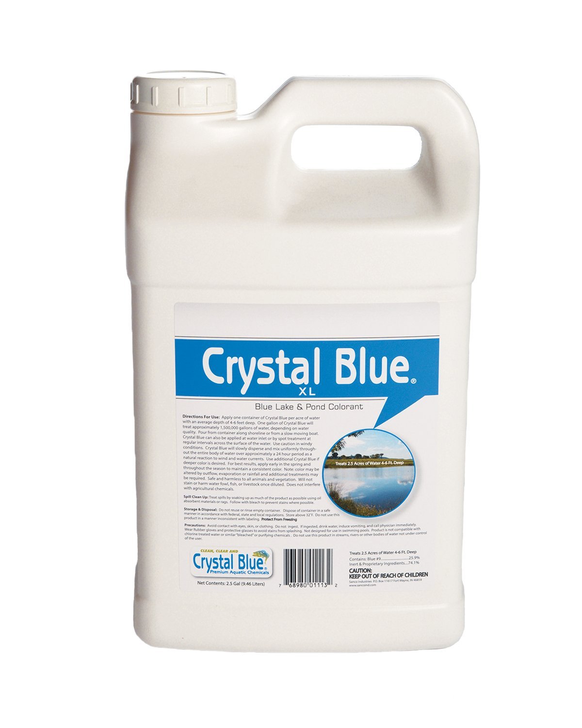 Crystal Blue XL Commercial Lake & Pond Dye - Royal Blue Color - 2.5 Gallon Image