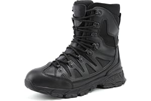 HANDROCK 8" Waterproof Men's Military Tactical Work Boots, Hiking Motorcycle Combat Slip/Oil Resistant Boots with YKK Side Zipper