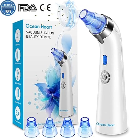 Mitesser Entferner- OCEAN HEART Mitesserentferner Set Mitesser Sauger Porenreiniger Pickelsauger Elektrisch Poren Reinigung S