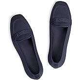 Frank Mully Women's Loafer Flats Square Toe Comfortable Office Work Shoes, Cute Penny Loafer Slip On Walking Driving Shoes