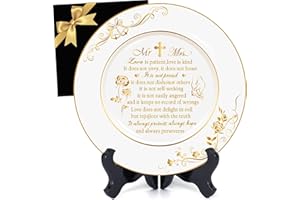 SHUNNIUB Perfect Wedding Gifts, Luxurious Mr and Mrs Gifts 24K Gold Foil Mr & Mrs Commemorative Plate for Couple Newlyweds