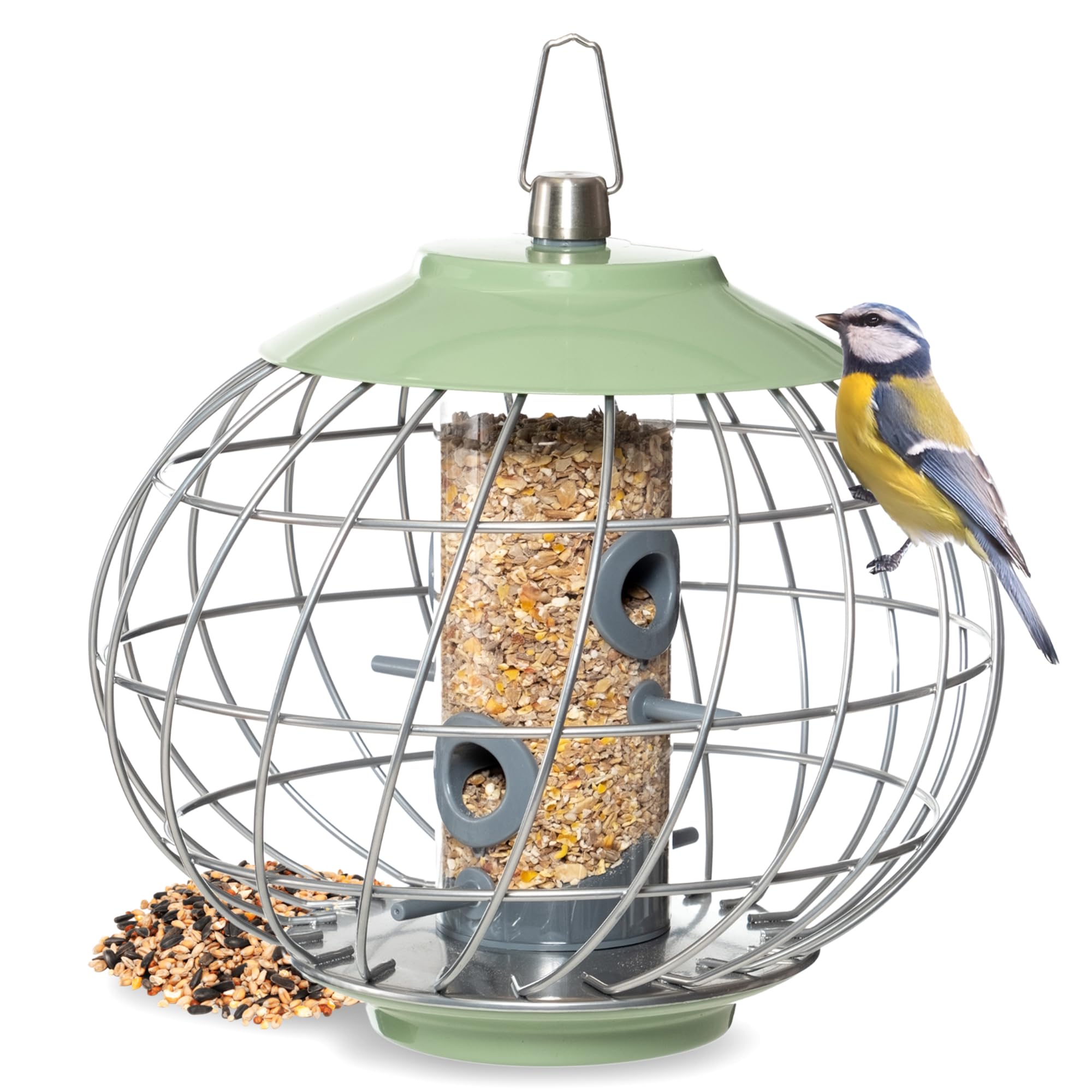 The Nuttery Helix Bird Seed Feeder HELD04 – Squirrel & Pigeon Proof – Hanging Metal Garden Bird Feeder – Weather Resistant with Easy to Clean & Easy to Fill Access – For Wild Bird Seed Feeding