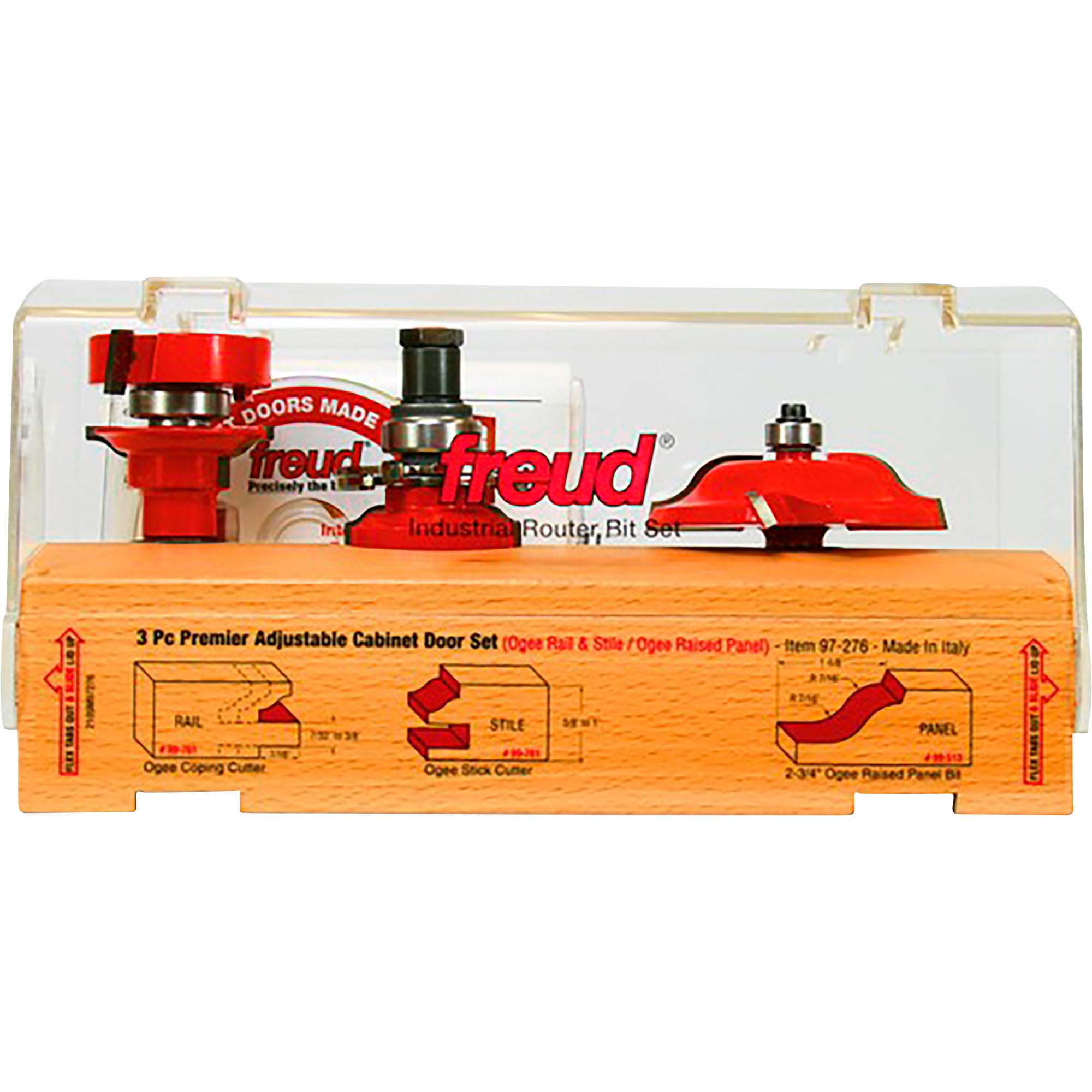 Freud 97-276: 3 Piece Premier Adjustable Cabinet Bit Set, ogee & roman ogee profile