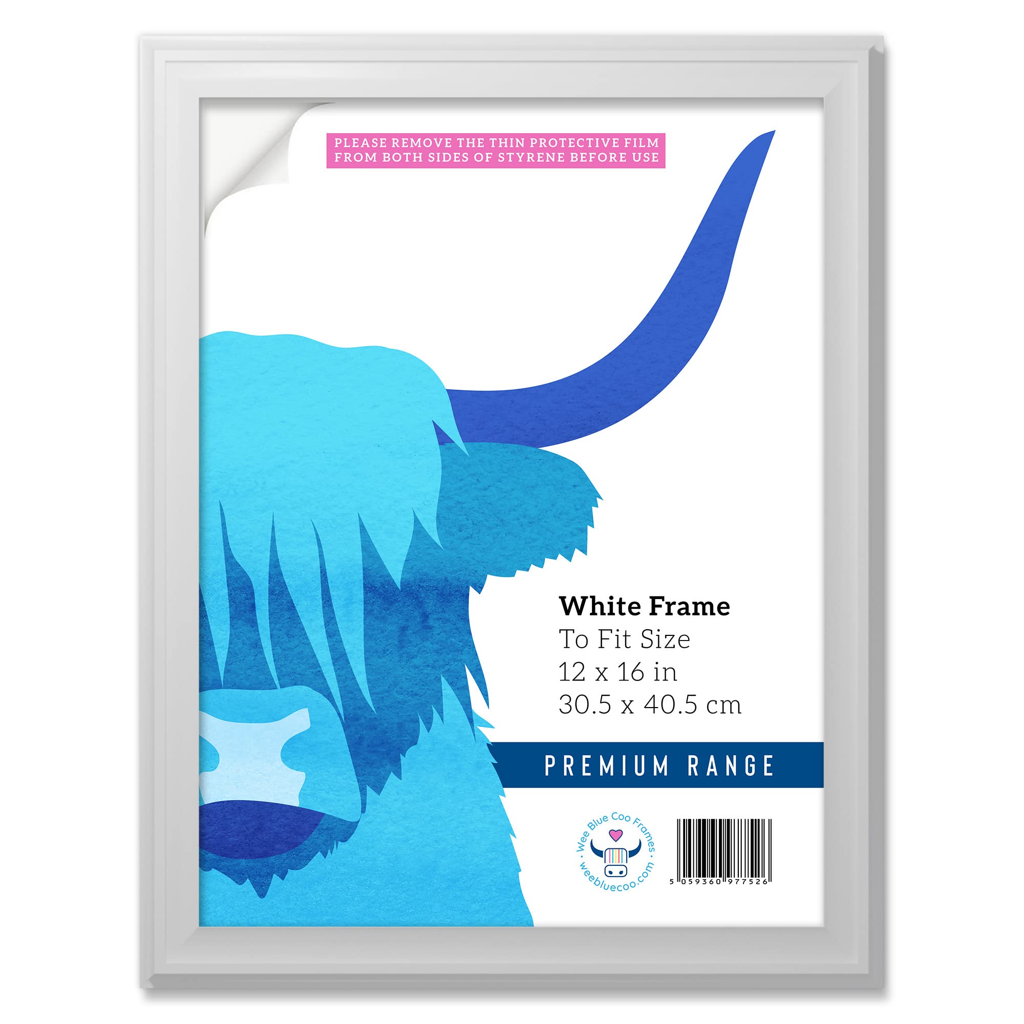 White Blank Stylish Premium Wooden Picture Frame 12x16 inch. For Print Poster Artwork Photo or Certificate 30.5 x 40.7cm. Perspex Safety 'Glass'. Classic Home décor, Elegant Interior wall art hanging.