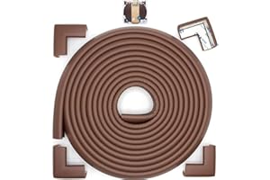 Roving Cove Slim-Fit Corner Edge Protector for Baby Proofing (Small 15ft Edge 4 Corners), Furniture Safety Bumper Guard, Soft NBR Rubber Foam, 3M Adhesive, Coffee Brown