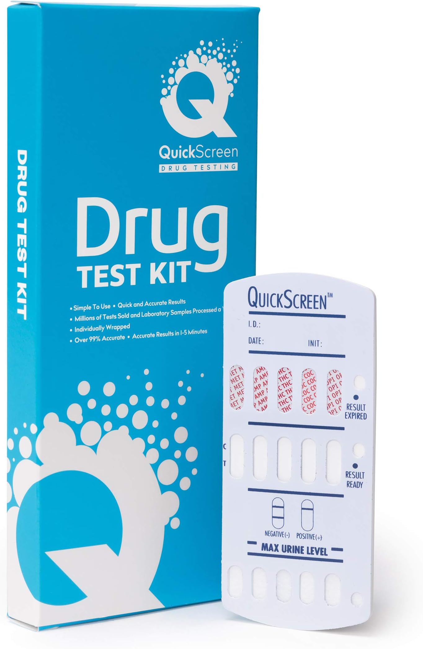 Phamatech Quickscreen Drug Test Urine Dip Card - 5 Panel Test - Pack of 25