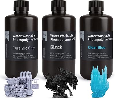ELEGOO 3KG Water Washable 405nm Resin for LCD 3D Printing Ceramic Grey