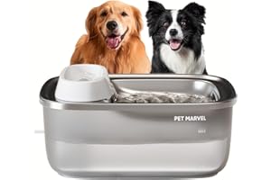 Pet Marvel Dog Water Fountain 7L/1.8Gal for Large Dogs Multiple Pets, Stainless Steel Water Tray Automatic Water Bowl Dispense, Easy to Clean and Assemble with Pump and 5pcs Filter F1