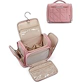 BAGSMART Toiletry Bag Travel Bag with Hanging Hook, Water-resistant Lightweight Puffy Makeup Bag Large Wide-open Travel Bag for Women Travel Organizer for Accessories, Cosmetics, Toiletries, Nude Pink