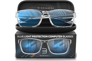 BENICCI Stylish Blue Light Computer Blocking Glasses for Men and Women - Ease Digital Eye Strain, Dry Eyes, Headaches and Blurry Vision - Instantly Blocks Glare from Computers and Phone Screens, Case Included