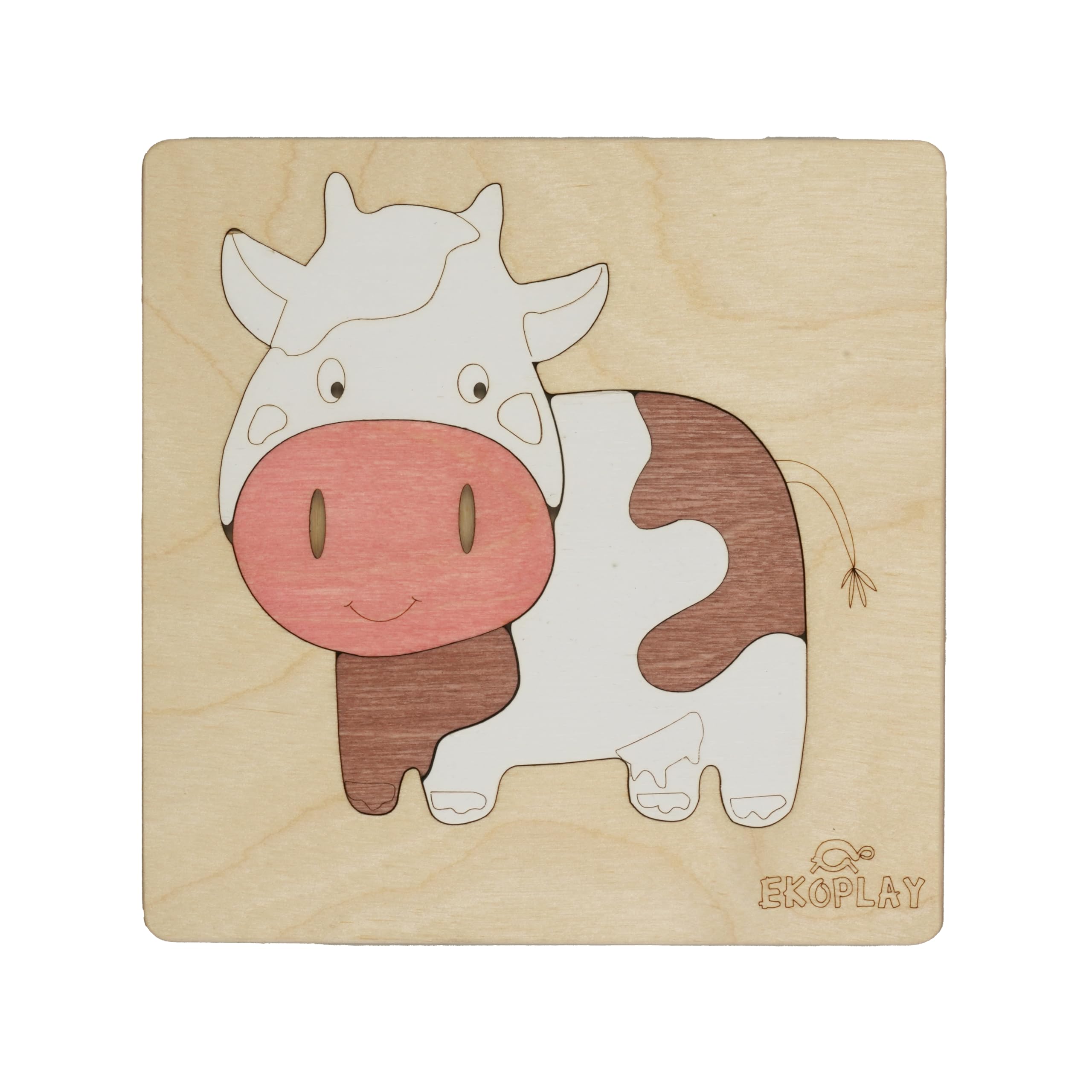Happy Cow Wooden Puzzle for Kids | 5 Piece Jigsaw Puzzle for Preschool Kids | Learning Educational Toys Gifts for Boys Girls Ages 3+ Years. — image 1