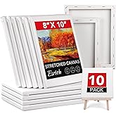 ESRICH Stretched Canvases for Painting 8x10, 10 Pack 8x10 Canvas Value Pack,Primed Acid-Free Cotton Blank Canvas, Paint Canvases for Oil & Acrylic Paint.