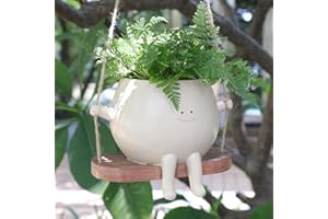 UMESONG Plus Size Swing Face Planter Pot Hanging Head Planter for Indoor Outdoor Plant for String of Pearls Plant Live Resin Flower Pots Gift Ideas for Mother and Teacher Appreciation Christmas