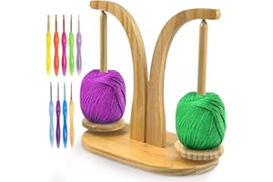 IFHFBI Yarn Holder for Knitting and Crocheting,Magnetic Yarn Ball Holder with Anti-Slip Pads, Spinner for Crafts,Wooden Spinner for Crochet Well,Complimentary 9 Aluminum Oxide Crochet Hooks