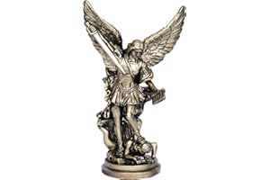 DLFGHOS 12.2in St Michael Archangel Statue San Miguel Arcangel Statue Saint Michael Defeating Satan Michael Angel Statue Collection Figurines Bronze st.Archangel Sculpture