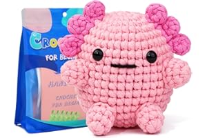 Dasonwin Crochet Kit for Beginners,Crochet Kits with Step-by-Step Video Tutorials,A Pink Crochet Animal kit -Axolotl,Beginner Crochet Kit for Kids and Adults,Crochet Animals Gift for Girls and Boys