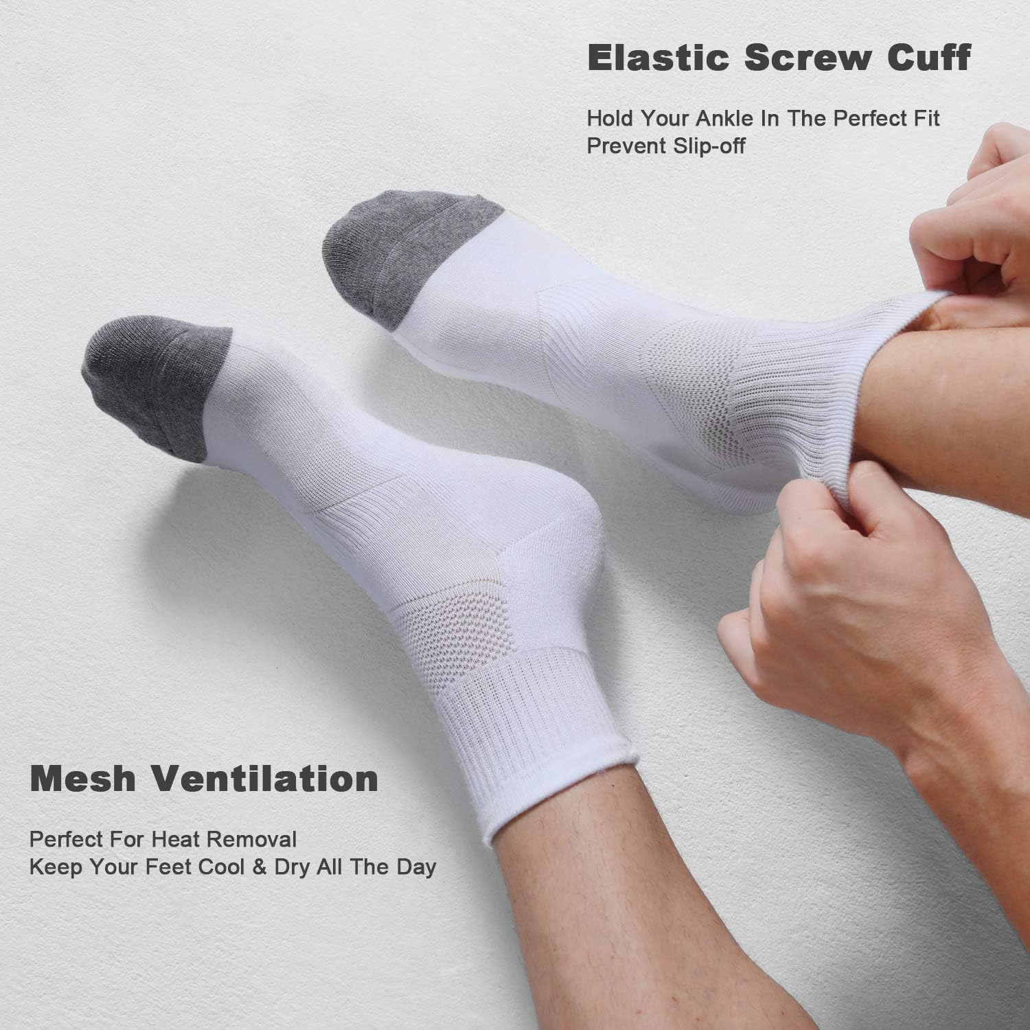 CelerSport 6 Pack Men's Ankle Socks with Cushion Athletic Running Socks: Clothing