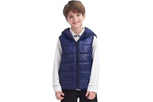 IKALI Kids Puffer Vest Boys Girls Toddlers Hooded Sleeveless Gilet W/Pocket