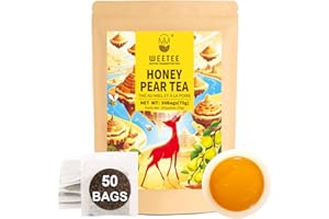 WT WEETEE Honey Pear Tea Bags 50 Count, Black & Puerh Tea Sweet Pear & Honey Flavor | Resealable Kraft Bag | Brew Hot or Iced