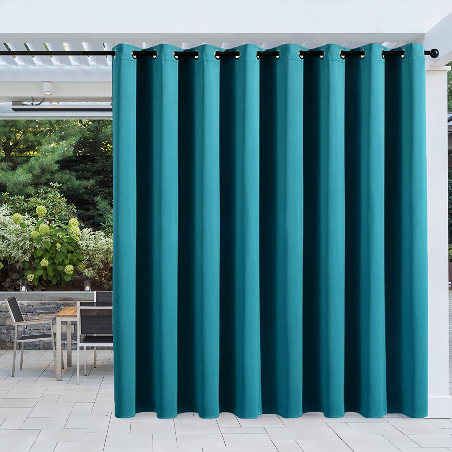 Outdoor Curtains - MIULEE Extra Wide Outdoor Patio Curtains Waterproof for Pergola Rustproof Grommet Top Thermal Insulated Windtight Drapery 1 PC 100 Inches by 84 Inches Teal