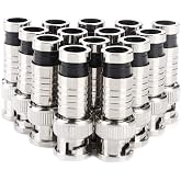 BNC Compression Connector,RG59 Crimper Video Plug Extension Coaxial Siamese Cable Connectors Coax Crimper Adapter 20PCS 75 Ohm Coupler with Copper Pin for CCTV Home Security Camera Antena System