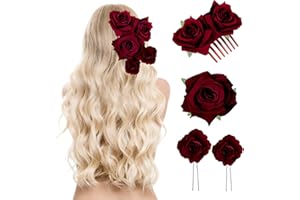 Flower Hair Clips Rose Clip, 4 Pieces Rose Hair Clip Flower Hairpin Rose Brooch Floral Clips Women Rose Flower Hair Accessori